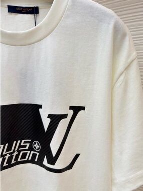 Louis Vuitton White Tee with Black LV Logo